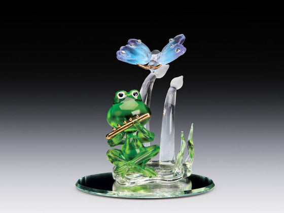 Frog and butterfly on mirror base - Baby Feathers Gift Shop