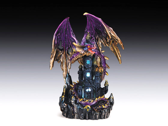 Purple dragon on castle with LED light: Nightlight - Baby Feathers Gift Shop