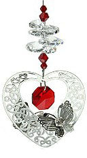 Crystal Suncatcher with Filigree Butterfly Heart - Baby Feathers Gift Shop