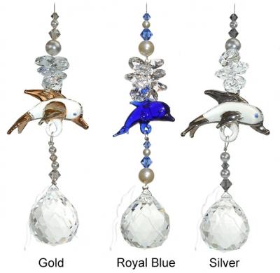 Dolphin Silver Accents 20mm Crystal Suncatcher: Light Catching Ornament - Baby Feathers Gift Shop