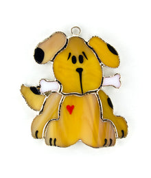  Puppy with Bone Stained Glass Switchables Night Light Cover; Ornament: Suncatcher - Baby Feathers Gift Shop