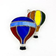  Double Hot Air Balloons Stained Glass Ornament: Sun Catcher: Switchables Night Light Cover - Baby Feathers Gift Shop
