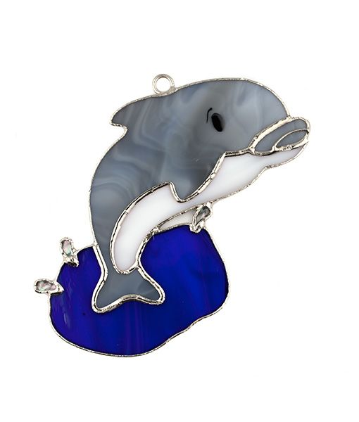 Dolphin Stained Glass Switchables Nightlight Cover; Ornament: Suncatcher - Baby Feathers Gift Shop