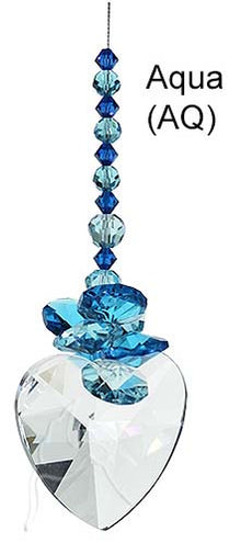  40mm Crystal Heart: Aqua, Clear Crystal Octagons Cluster Suncatcher - Baby Feathers Gift Shop
