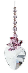 40mm Crystal Heart: Rose Pink, Clear Crystal Octagons Cluster Suncatcher - Baby Feathers Gift Shop